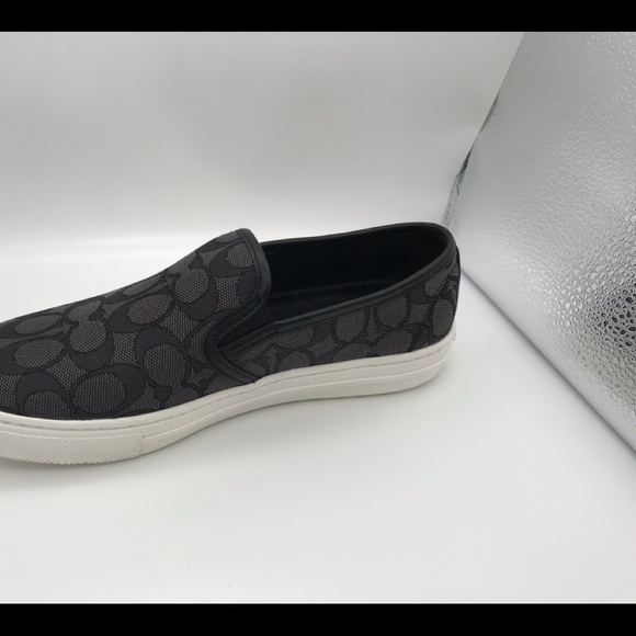 COACH BLACK SMOKE/ BLACK SIG. C LEATHER SNEAKERS STYLE G1909 SIZE 8.5B - Picture 5 of 7